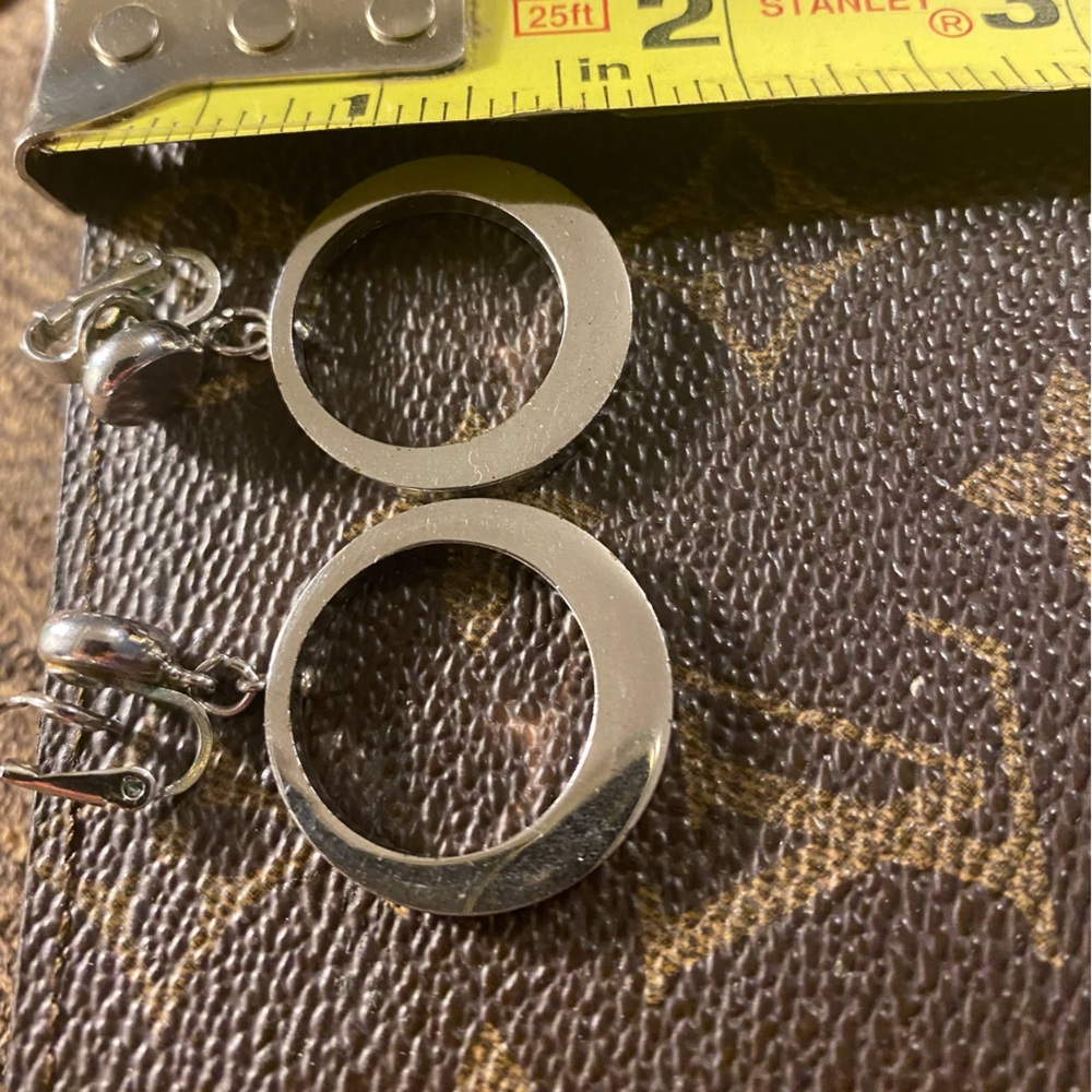 Vintage signed Crown Trifari Door Knocker Earrings Silver Toned 50’s 60’s